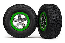 Traxxas 5865 SCT Chrome & Green Wheels & BFGoodrich Tires (2)