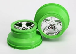 Traxxas 5866 SCT Beadlock Wheels (Chrome/Green) (2)
