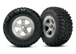 Traxxas 5873 SCT Satin Chrome Wheels & Off-Road Tires (2)