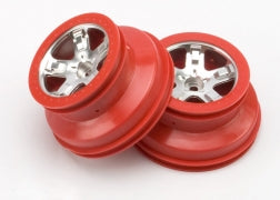 Traxxas 5874A SCT Satin Chrome & Red Wheels (2)