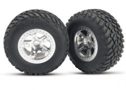 Traxxas 5875 SCT Satin Chrome Wheels & Off-Road Tires (2)