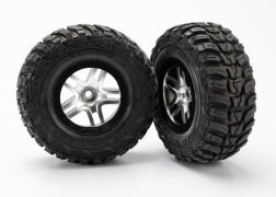 Traxxas 5882R SCT Satin Chrome & Black Wheels & S1 Kumho Tires (2)