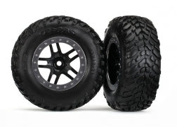 Traxxas 5889 Black & Satin Chrome Wheels & Off-Road Tires (2)