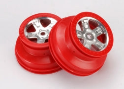 Traxxas 5972A SCT Satin Chrome and Red Wheels (2)