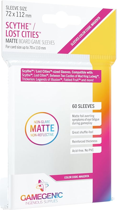 Gamegenic 1058 MATTE Sleeves: Scythe and-or Lost Cities (72 x 112 mm)