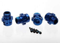 Traxxas 6469 Wheel hub, splined, 17mm, 6061-T6 aluminum (blue-anodized) (4)/ screw pin, 4x13mm (with threadlock) (4) (for 6mm axles)