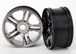 Traxxas 6476 Rear Black-Chrome Split-Spoke Wheels (2)