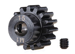 Traxxas 6487R Gear, 15-T pinion (machined) ( 1.0 metric pitch) (fits 5mm shaft)/ set screw (compatible with steel spur gears)