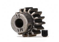 Traxxas 6487X Gear, 15-T pinion ( 1.0 metric pitch) (fits 5mm shaft)/ set screw (compatible with steel spur gears)