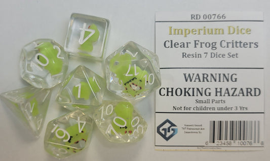 Gamerz Guard RD00766 Clear Frog Critters Resin 7 Dice Set