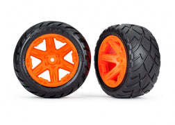 Traxxas 6768A Tires & wheels, assembled, glued ( 2.8') ( RXT orange wheels, Anaconda tires, foam inserts) ( 2WD electric rear) ( 2) ( TSM® rated)