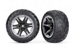 Traxxas 6775X Tires & wheels, assembled, glued ( 2.8') ( RXT black & chrome wheels, Anaconda tires, foam inserts) ( 4WD electric front/ rear, 2WD electric front only) ( 2) ( TSM rated)