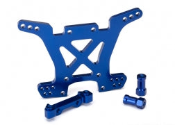 Traxxas 6838X Shock tower, rear, 7075-T6 aluminum (blue-anodized) (1)/ body mount bracket (1)