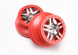 Traxxas 6872A SCT Chrome and Red Split-Spoke Wheels (2)