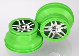 Traxxas 6872X SCT Chrome and Green Split-Spoke Wheels (2)