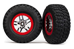 Traxxas 6873A SCT Chrome and Red Wheels w/ BFG Tires (2)