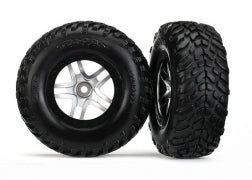 Traxxas 6892R Satin Chrome & Black Wheels w/ S1 SCT Tires (2)