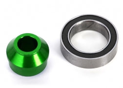 Traxxas 6893G Bearing adapter, 6061-T6 aluminum (green-anodized) (1)/ 10x15x4mm ball bearing (black rubber sealed) (1) (for slipper shaft)