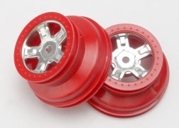 Traxxas 7072A 1/16 Satin Chrome & Red SCT Wheels (2)