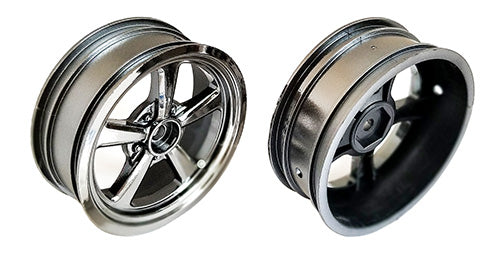 Associated 71077 DR10 2.2" Drag Racing Front Wheels (Black Chrome) (2) w/12mm Hex