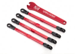 Traxxas 7138X Toe links, aluminum (red-anodized) (4) (assembled with rod ends and threaded inserts)