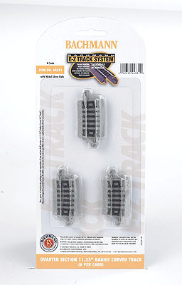 Bachmann 44831 Curved Track w/Nickel Silver Rail & Gray Roadbed - E-Z Track(R) -- 11-1/4" Radius Quarter Section N Scale