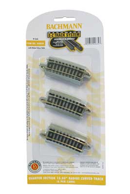 Bachmann 44834 Curved Track w/Nickel Silver Rail & Gray Roadbed - E-Z Track(R) -- 15-1/2" Radius Quarter Section N Scale