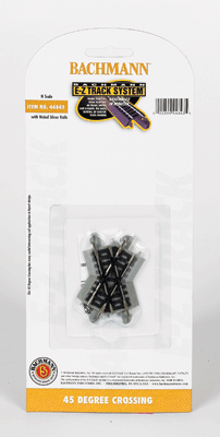 Bachmann 44843 Crossing w/Nickel Silver Rail & Gray Roadbed - E-Z Track(R) -- 45 Degree N Scale