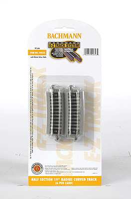 Bachmann 44856 E-Z Track(R) w/Nickel Silver Rail & Gray Roadbed -- 19" Radius Curve Half Section N Scale