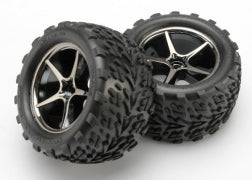 Traxxas 7174A Tires & wheels, assembled, glued (Gemini black chrome wheels, Talon tires, foam inserts) (2)