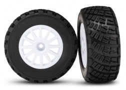 Traxxas 7473 Tires & wheels, assembled, glued (white wheels, gravel pattern tires, foam inserts) (2) (TSM® rated)