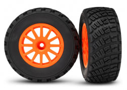 Traxxas 7473A Tires & wheels, assembled, glued (orange wheels, BFGoodrich® Rally tires)