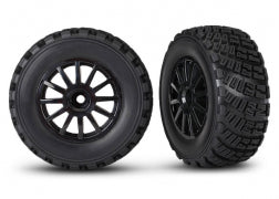 Traxxas 7473T Tires & wheels, assembled, glued (black wheels, gravel pattern tires)