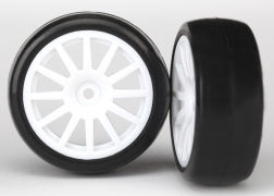 Traxxas 7572 Tires & wheels, assembled, glued (12-spoke white wheels, slick tires) (2)