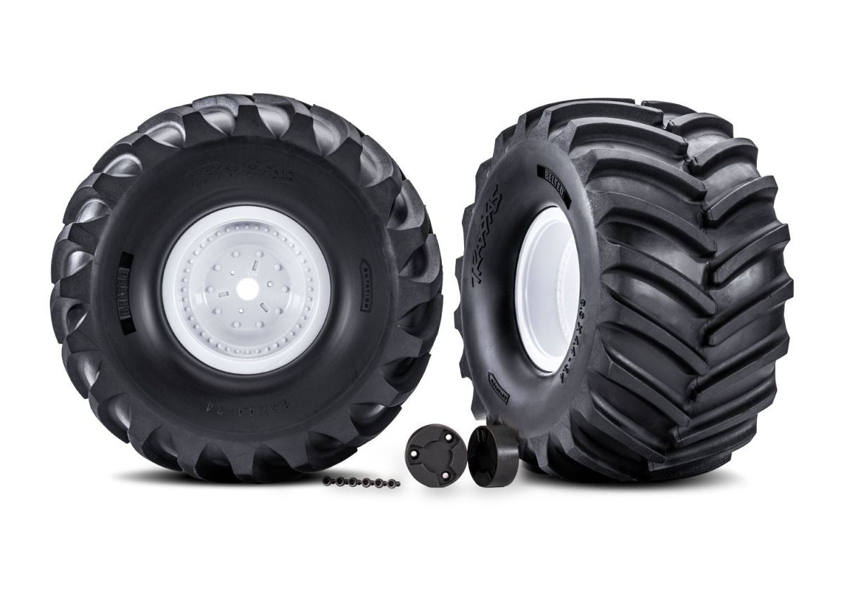 Traxxas 7689 White X-Monster Wheels w/ Terra Groove Tires (2)