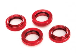 Traxxas 7767R Spring retainer (adjuster), red-anodized aluminum, GTX shocks (4)