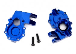 Traxxas 8252X Portal housings, inner (front), 6061-T6 aluminum (blue-anodized) (2)/ 3x12 BCS (2)