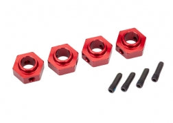 Traxxas 8269R Wheel hubs, 12mm hex, 6061-T6 aluminum ( red-anodized) (4)/ screw pin (4)