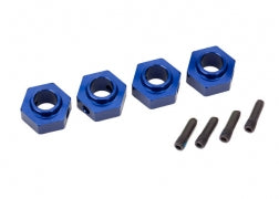 Traxxas 8269X Wheel hubs, 12mm hex, 6061-T6 aluminum ( blue-anodized) (4)/ screw pin (4)