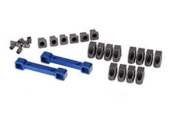 Traxxas 8334X Mounts, suspension arms, aluminum (blue-anodized) (front & rear)/ hinge pin retainers (12)/ inserts (6)