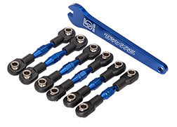Traxxas 8341X Turnbuckles, aluminum ( blue-anodized), camber links, 32mm ( front) (2)/ camber links, 28mm ( rear) (2)/ toe links, 34mm (2)/ aluminum wrench
