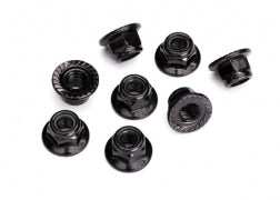 Traxxas 8447 Nuts, 5mm flanged nylon locking (steel, black serrated) (8)