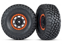 Traxxas 8472 Tires and wheels, assembled, glued (Desert Racer® wheels, black with orange beadlock, BFGoodrich® Baja KR3 tires) (2)