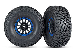 Traxxas 8474X Tires and wheels, assembled, glued ( Method Racing wheels, black with blue beadlock, BFGoodrich® Baja KR3 tires) (2)