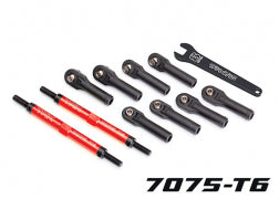 Traxxas 8638R Toe links, E-Revo VXL (TUBES red-anodized, 7075-T6 aluminum, stronger than titanium) (144mm) (2)/ rod ends, assembled with steel hollow balls (8)/ aluminum wrench, 8mm (1)