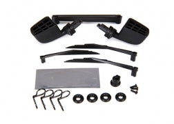 Traxxas 8817 Mirrors, side, black (left & right)/ o-rings (4)/ windshield wipers, left, right, & rear/ wiper retainers (2)/ body clips (4)/ 1.6x5 BCS (self-tapping) (3)