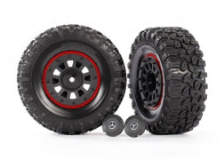 Traxxas 8874 Tires & wheels, assembled, glued (2.2" black Mercedes-BenzÂ® G 63Â® wheels, Canyon RT 4.6x2.2" tires) (2)/ center caps (2)/ beadlock rings (2) (requires #8255A extended thread stub axle)