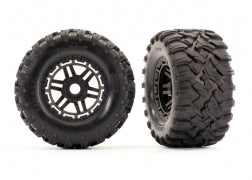 Traxxas 8972 Tires & wheels, assembled, glued (black wheels, Maxx® All-Terrain tires, foam inserts) (2) (17mm splined) (TSM® rated)