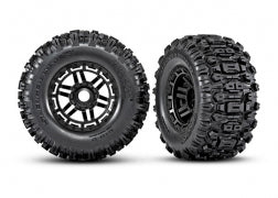 Traxxas 8973 Tires & wheels, assembled, glued (black wheels, dual profile, Sledgehammer® tires, foam inserts) (2)