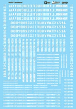 Microscale 90021 HO Alphabets & Numbers - Condensed Gothic -- White